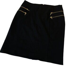 INC International Concepts Black Skirt With Gold Zipper Accent Size 4 Polyester